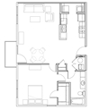 1 Bedroom 1 Bath Floor Plan 1 Bedroom 1 Bath Floor Plan at Murdock Gardens, Lafayette, 47904